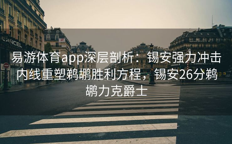 易游体育app深层剖析：锡安强力冲击内线重塑鹈鹕胜利方程，锡安26分鹈鹕力克爵士  第1张